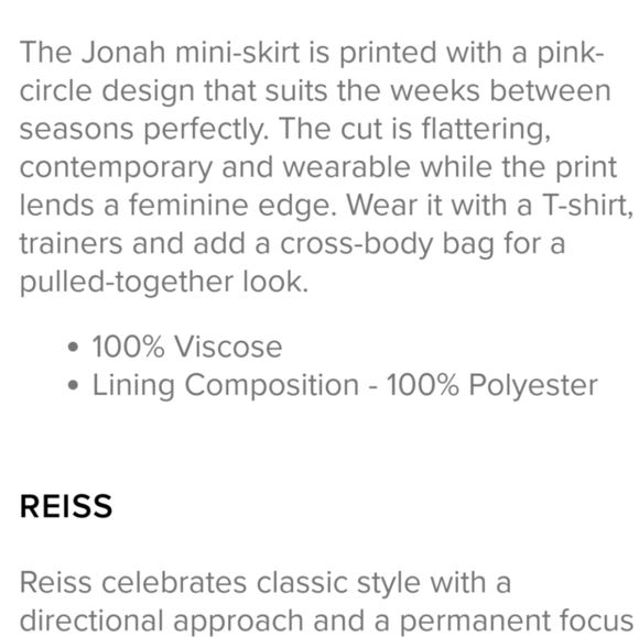 Reiss Jonah Pink Circle Abstract light Breathable Casual Comfort Mini Skirt sz 4 - Picture 14 of 14